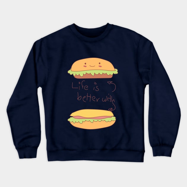 Burger Crewneck Sweatshirt by Heartfeltarts
